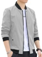 Celary Men's Bomber Jacket | Fancy Collar|| Lightweight Casual Zip-Up Jacket | Stylish Slim Fit Outerwear for All Seasons | Polyester, Standard Length