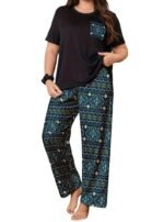 Celary Women’s Cotton Blend Printed Night Suit Set||Soft & Breathable Short Sleeve Top & Ethnic Print Pyjama Set||Also Available in Plus Size||Korean Night Suit||Comfortable Home Wear & Sleepwear