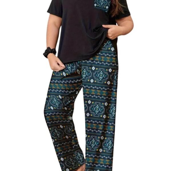 Celary Women’s Cotton Blend Printed Night Suit Set||Soft & Breathable Short Sleeve Top & Ethnic Print Pyjama Set||Also Available in Plus Size||Korean Night Suit||Comfortable Home Wear & Sleepwear