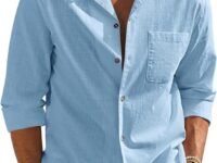 Combo of Men’s Casual Cotton Blend Shirt || Long Sleeve Button Down with Spread Collar | Lightweight Breathable Fabric | Stylish Solid Shirt for Beach, Office & Everyday Wear Pack of 2