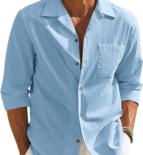 Combo of Men’s Casual Cotton Blend Shirt || Long Sleeve Button Down with Spread Collar | Lightweight Breathable Fabric | Stylish Solid Shirt for Beach, Office & Everyday Wear Pack of 2