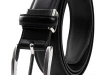 Contacts Men's Genuine Leather Pin Buckle Belt | Leather Belt for Men Classic Designs for Work & Business Casual
