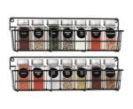 Craft Expertise Iron 2 Pack Space Saving Spice Rack Organizer – Wall Mounted Hanging Pantry Storage Shelf, Seasoning Organizer for Kitchen Cabinet Black (L-15 x W-4.75 x H-5.5 Inches Each)