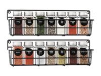 Craft Expertise Iron 2 Pack Space Saving Spice Rack Organizer – Wall Mounted Hanging Pantry Storage Shelf, Seasoning Organizer for Kitchen Cabinet Black (L-15 x W-4.75 x H-5.5 Inches Each)