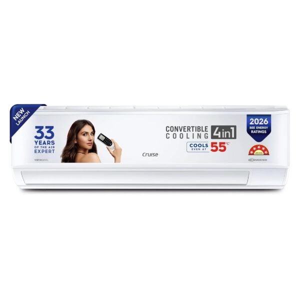 Cruise 1.5 Ton 5 Star, New star rated, Inverter Split AC (Copper, Convertible 4-in-1, Cooling at 55 °C, PM 2.5 Filter, New BEE Rated Energy Saving, Anti-Rust Tech, CWCVBM-VQ1D185, White)