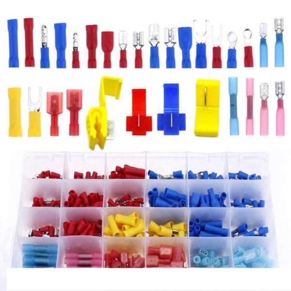 DIY Crafts Gauge Nylon Waterproof Electrical Insulated Quick Splice Fork Butt Bullet Spade Butt T-Tap Crimp Terminals Connectors Mix Assortment Kit Box (Pack of 50 Pcs, Random Mixed)