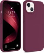 DIZORO® Compatible with iPhone 13 Case, Liquid Silicone Case, Full Body Protective Cover, Shockproof, Slim Phone Case, Anti-Scratch Soft Microfiber Lining, 6.1 inch - Wine Red