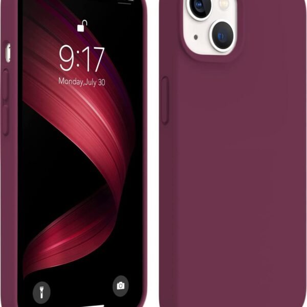 DIZORO® Compatible with iPhone 13 Case, Liquid Silicone Case, Full Body Protective Cover, Shockproof, Slim Phone Case, Anti-Scratch Soft Microfiber Lining, 6.1 inch - Wine Red