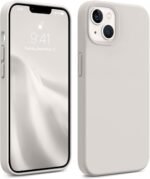 DIZORO® Microfiber Candy Case Compatible for iPhone 13 / iPhone 14 6.1 Inch Shockproof Slim Back Cover Liquid Silicone Case - Off White