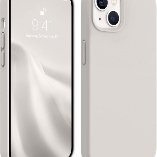 DIZORO® Microfiber Candy Case Compatible for iPhone 13 / iPhone 14 6.1 Inch Shockproof Slim Back Cover Liquid Silicone Case - Off White