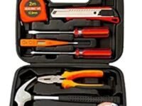 DOTCOM 9 Pieces Basic Tool Kit, Home Tool Kit for Women Men Students,Tool Box with Tools Included,Small Tool Kit for DIY,Household Repair