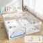 Dawnwake 150x180 cm Playard with Ocean Balls and Anti-Fall Grasp Rings, Large Playpen for Baby up to 5 Years with Safety Lock (NO Mat/Cushion, Non-Foldable) - Grey