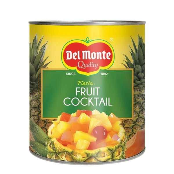 Del Monte Fiesta Fruit Cocktail, 836g | Juicy & Refreshing Mixed Fruits in Can| Pineapple | Papaya | Nata De Coco | Cherries | Assorted | Ready To Eat & Perfect for Desserts Custrads & Ice Creams
