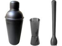Dynore Stainless Steel 3 Pcs Bartender Set - Full Matte Black Cocktail Shaker - 750 ml, Black Muddler, Tall Peg Measure - 30/60 ml