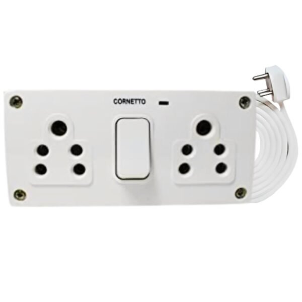 ELEGANT CASA Electric Extension Board 6+6 Amp 2 Indian Sockets with Switch, Indicator Light for Small and Large Appliances with 6 Amp Plug Top 3 Core 1.5 mm Copper Wire, 15 Meter - 1 Set