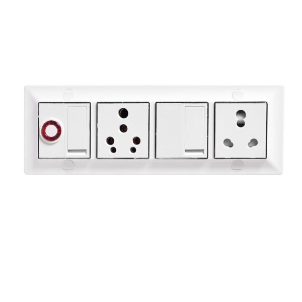 Elegant Casa Electric Extension Board 6+16 Amp Heavy Duty with 8 Meter 2.5mm 3 Core Copper Wire Cord, 2 Indian Socket with Shutter, Switch, Indicator, Power Strip for Home and Office Appliances White