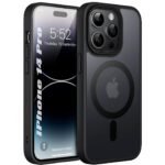 Enflamo Matte Back Cover Case Compatible with Magnatic Designed for iPhone 14 Pro | Ultra Hybrid Camera Bump Protection (Black) - Polycarbonate