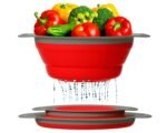 GCA - Collapsible Colander Kitchen Strainer, Environmentally Friendly Non-Toxic Easy to Clean Silicone Space-Saving Foldable Filter Colander Diameter Size 29.5 cm (Red)