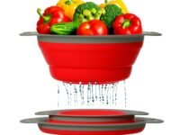 GCA - Collapsible Colander Kitchen Strainer, Environmentally Friendly Non-Toxic Easy to Clean Silicone Space-Saving Foldable Filter Colander Diameter Size 29.5 cm (Red)