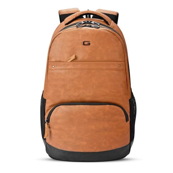 Gear Vintage2 Anti Theft Faux Leather 18 cms Tan Laptop Backpack (LBPVG2LTH1901)