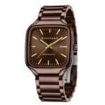 Giordano Analog Watch for Men – Square Dial, Stainless Steel Strap, Date Display, Water Resistant Classic Dress Watch