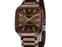 Giordano Analog Watch for Men – Square Dial, Stainless Steel Strap, Date Display, Water Resistant Classic Dress Watch