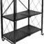 Gitesh Metal Kitchen Rolling Microwave Table on Wheels - Foldable Rolling Storage Table with Wheels -Metal Storage Rack - 3 Layer Kitchen Folding Utility Microwave Oven Stand