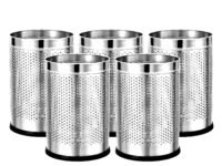 GoodWill Tech Stainless Steel Dustbins Round Shape – 5 Liter, Durable Bin, Multipurpose Wastebasket for Home/Office/Kitchen/Laundry Garbage (Silver, Pack of 5)