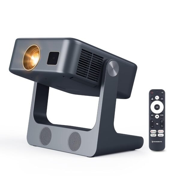 [Google TV Official] Crossbeats Lumex Solis Projector 4k Ultra HD, 1080p Native, Android 14 WiFi, 1000 ANSI, Smart Mini Projector for Room, Portable Home Theater Cinema, Built-in Apps, 300''Display
