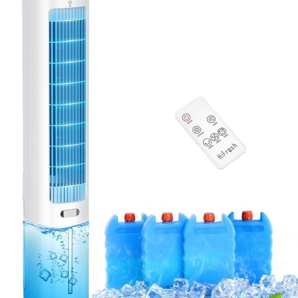 HIFRESH 100CM Tower Fan w/Cooling Function, Aroma Diffuser, Touch & Remote, 4 Modes & 3 Speeds, 26Ft Air Throw, 12H Timer, 4 Ice Packs, Auto Rotation, Low Power Consumption Tower Fan for Room Home