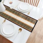 HOKIPO ® Eco-Friendly Handmade Madurkathi Center Table Runner for Dining Table, Coffee Table (Black, 12x52 Inches) 4 Seater