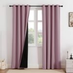 HOMEMONDE 100% Complete Blackout Curtains for Window 6 Feet - Room Privacy Room Darkening Curtain with Eyelets, Black Blacking & Noise Reducing Pack of 2 - (72 Inch, Lavender)