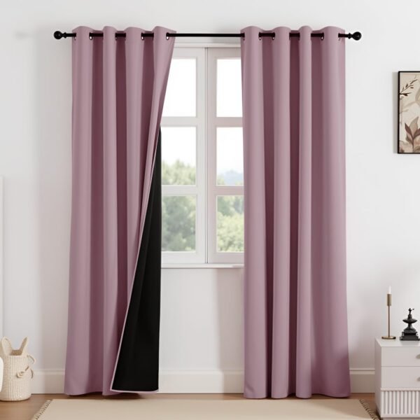 HOMEMONDE 100% Complete Blackout Curtains for Window 6 Feet - Room Privacy Room Darkening Curtain with Eyelets, Black Blacking & Noise Reducing Pack of 2 - (72 Inch, Lavender)