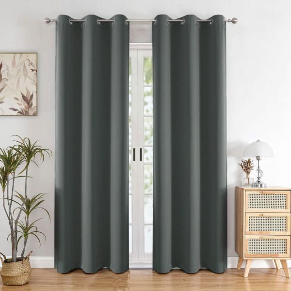 HOMEMONDE Blackout Curtains 9 Feet Set of 2 - Thermal Insulated, Noise Reduced Long Solid Door Curtain, 71% Room Darkening - Grey (108 Inches, 274.32L x 118W CM)
