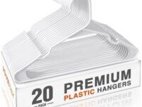 HOUSE DAY Plastic Hangers Plastic Clothes Hangers for Skirt Suit Coat, Standard Tubular Plastic Hanger for Clothes (20 Pack,White)