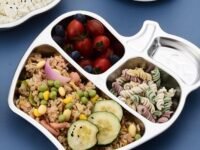 Happy Hues® Stainless Steel Divided Meal Plate Tray-3 Compartments Dinner Dish for Baby (Apple)