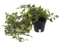 Heart Home Mini Plastic Potted Vine Plant for Home Office Decoration, Plastic Vine with Black Plastic Pots, Fake Plant for Bathroom Decor, Green-KUBMART11602