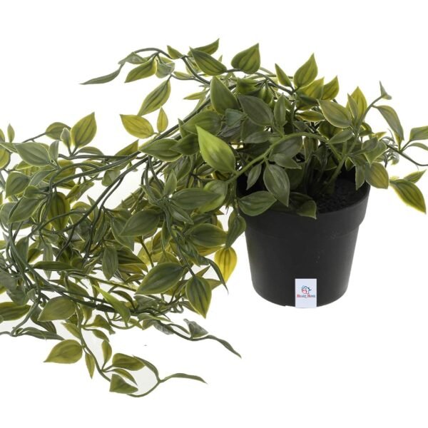 Heart Home Mini Plastic Potted Vine Plant for Home Office Decoration, Plastic Vine with Black Plastic Pots, Fake Plant for Bathroom Decor, Green-KUBMART11602