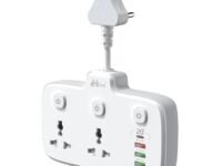 Hoteon Extension Board, Individual Switch Power Strip with 20W Fast PD/Type C, 2500W 10A Extension Cord with 2 Universal Socket, 1 QC3.0 Port & 2 USB-A, Surge Protection for Home