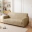 House of Quirk Universal Five Seater Jacquard Fabric Texture Sofa Cover 220 GSM Soft Touching Cover for Couch Flexible Stretch Sofa Slipcover (Camel, 300-350CM)