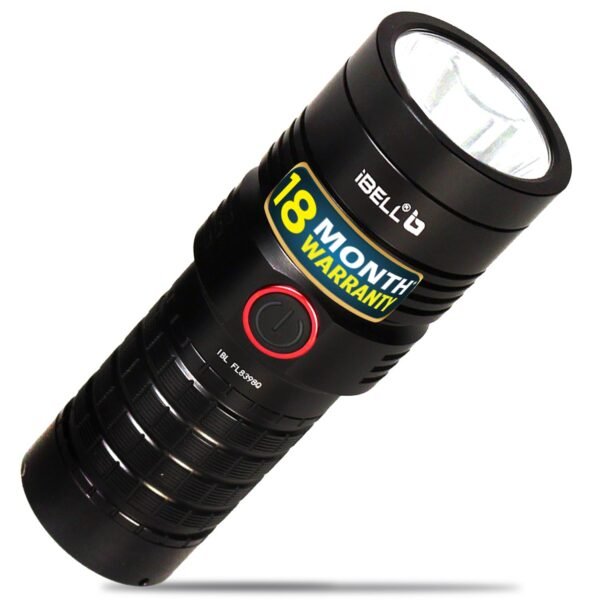 IBELL FL8398Q High-Powered LED Flashlight Rechargeable Torch with Multiple Lighting Modes, Ultra Long Beam Range, Water Resistant & Aircraft Aluminum Body (Black)
