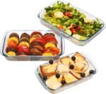 Incrizma Glass Baking Dish Set for Oven Glass Pan for Cooking Rectangular Bakeware Set Glass Casserole Dish Set Nesting for Saving Space (Rectangular Bakeware Set 3)