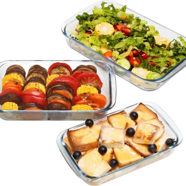 Incrizma Glass Baking Dish Set for Oven Glass Pan for Cooking Rectangular Bakeware Set Glass Casserole Dish Set Nesting for Saving Space (Rectangular Bakeware Set 3)