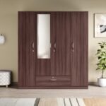Interio by Godrej Wardrobe, EWA 4-Door Engineered Wood Wardrobe with Mirror