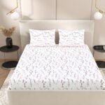 Jaipur Weaves Double Bed Cotton Bedsheet Queen Size 90x100, 100% Pure Cotton Bed Sheet with 2 Pillow Covers, 240 TC Soft Breathable Floral Design – (Tulips Pink,Queen)