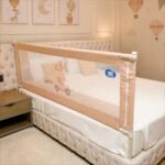 Kids Station 1 Side Premium Bed Rail Guard (5ft x 2.6ft / 150x80cm), Bed Railing for Baby Safety, Kids Toddler Bed Protector Side Walls, Adjustable Height, Portable & Foldable (Beige)