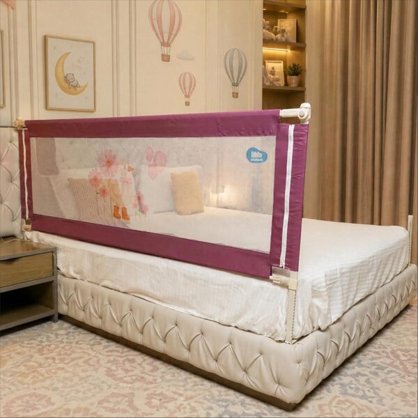 Kids Station 1 Side Premium Bed Rail Guard (6ft x 2.6ft / 180cm x 80cm), Bed Railing for Baby Safety, Kids Toddler Bed Protector Side Walls, Adjustable Height, Portable & Foldable (Maroon)