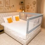 Kids Station 2 Side Basic Bed Rail Guard (6.3ft x 5.3ft / 190cm x 160cm), Bed Railing for Baby Safety, Kids Toddler Bed Protector Side Walls, Adjustable Height, Portable & Foldable (Grey)