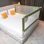 Kids Station Baby Bed Rail Guard for Toddlers Safety - Portable and Adjustable Height - Sturdy - See Through Mesh - Baby Safety Essential - 6.6ftx5ft or 200x150cm (2 Sides, Green, with Pocket)