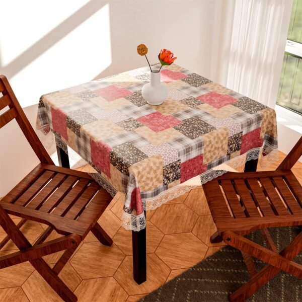 Kuber Industries Square Table Cover for 4 Seater|PVC Waterproof Square Pattern Tablecloth Indoor & Outdoor|48x48 Inch (Multicolor)